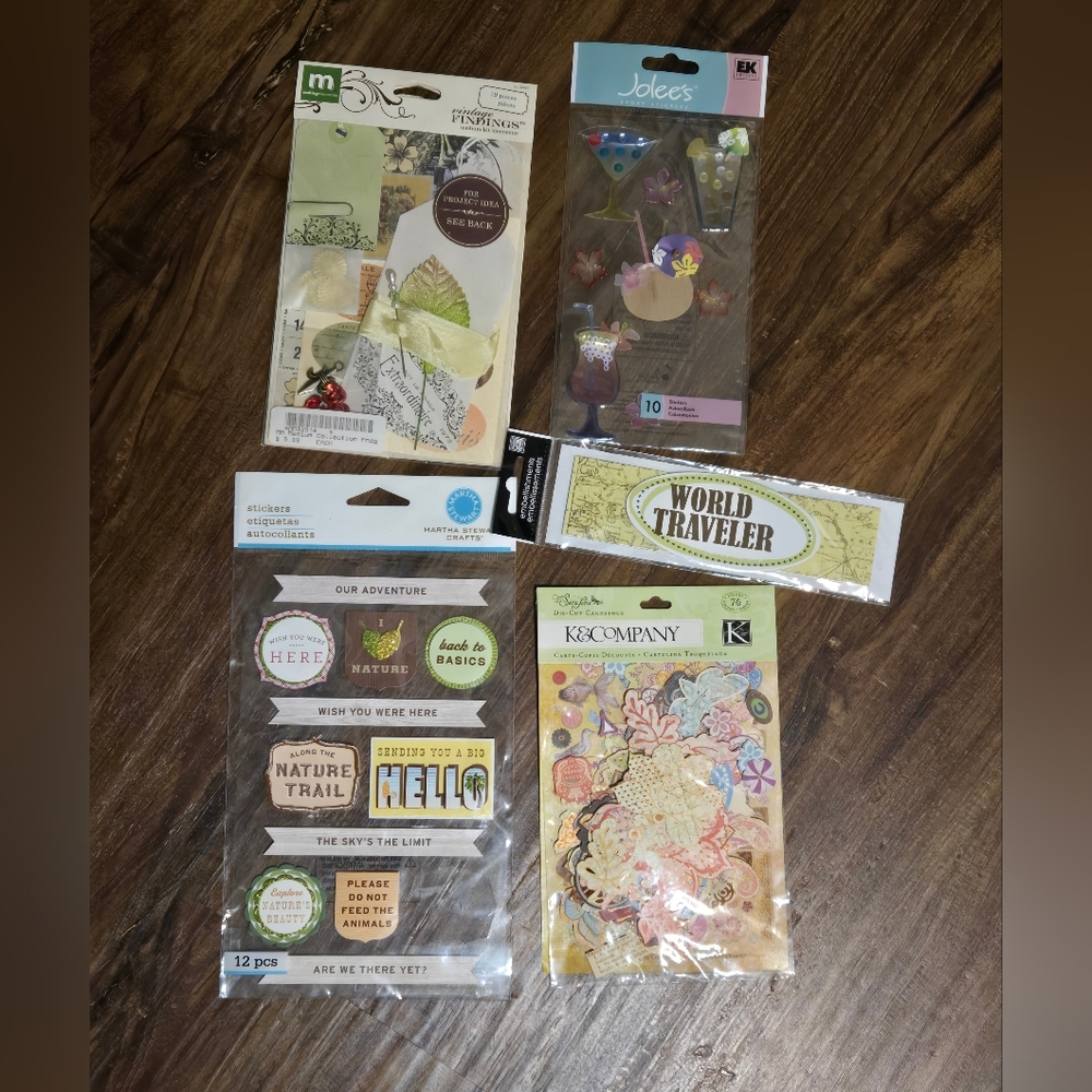 5 Packs K&Company Scrapbook Sticker Set World Traveler Theme Vacation Over 100pc